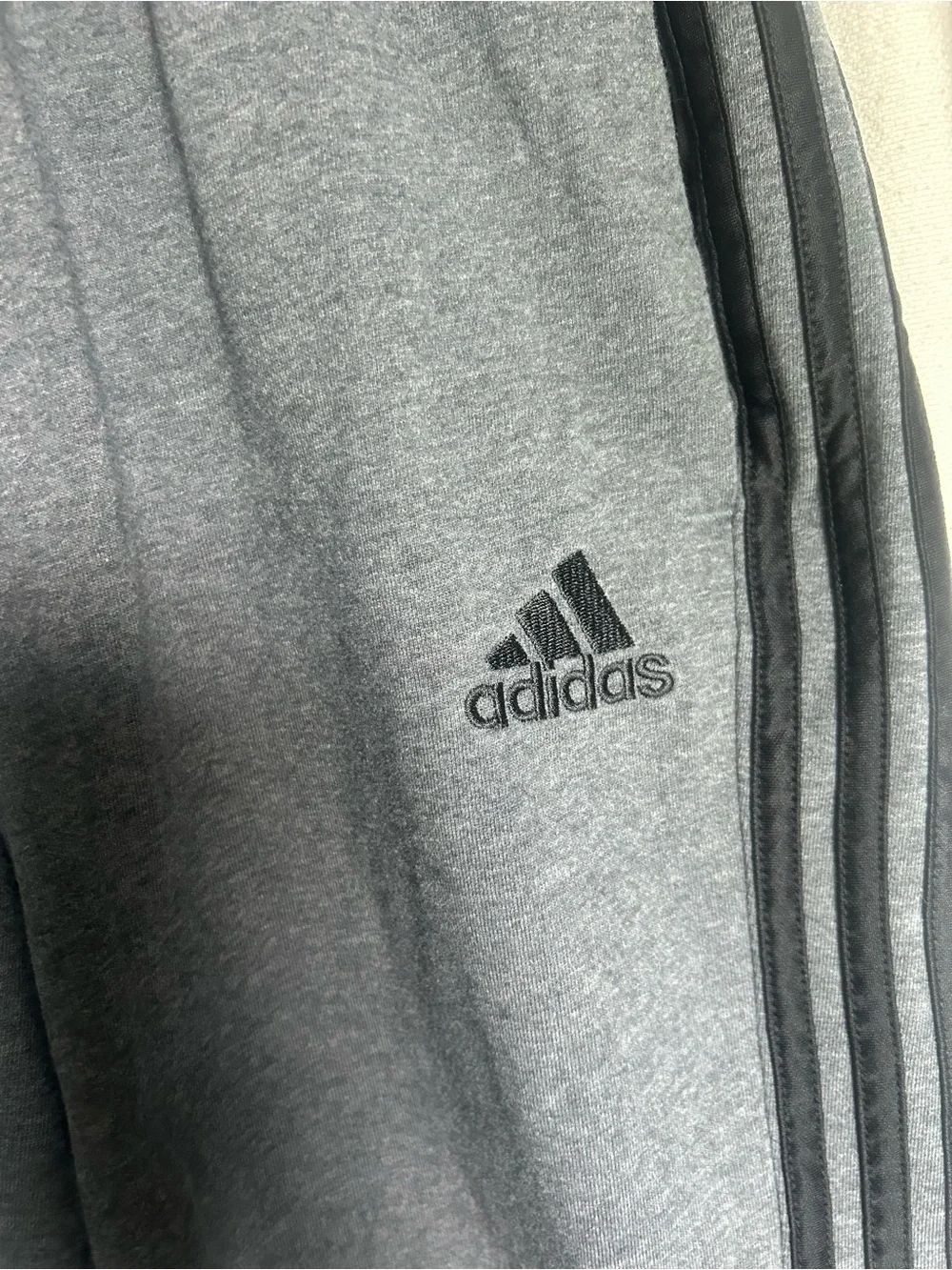 adidas Men’s Charcoal Gray Athletic Shorts with Black Stripes